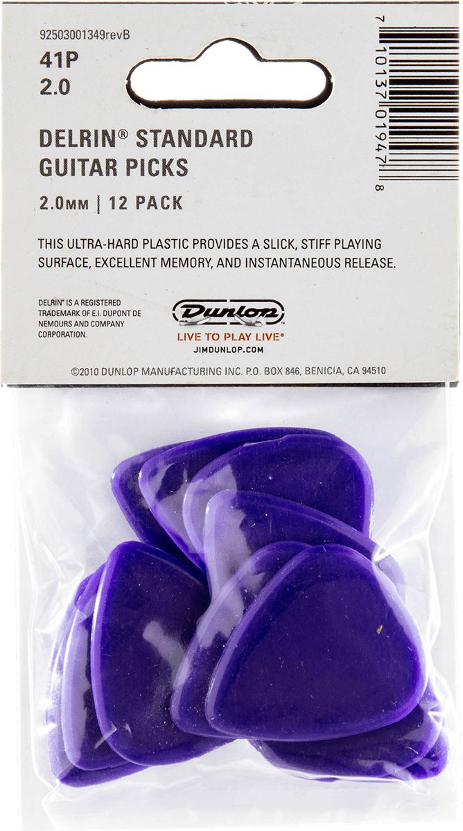 Dunlop Delrin 500 Picks 2.00mm 41P200 Pack of 12 – Bild 2