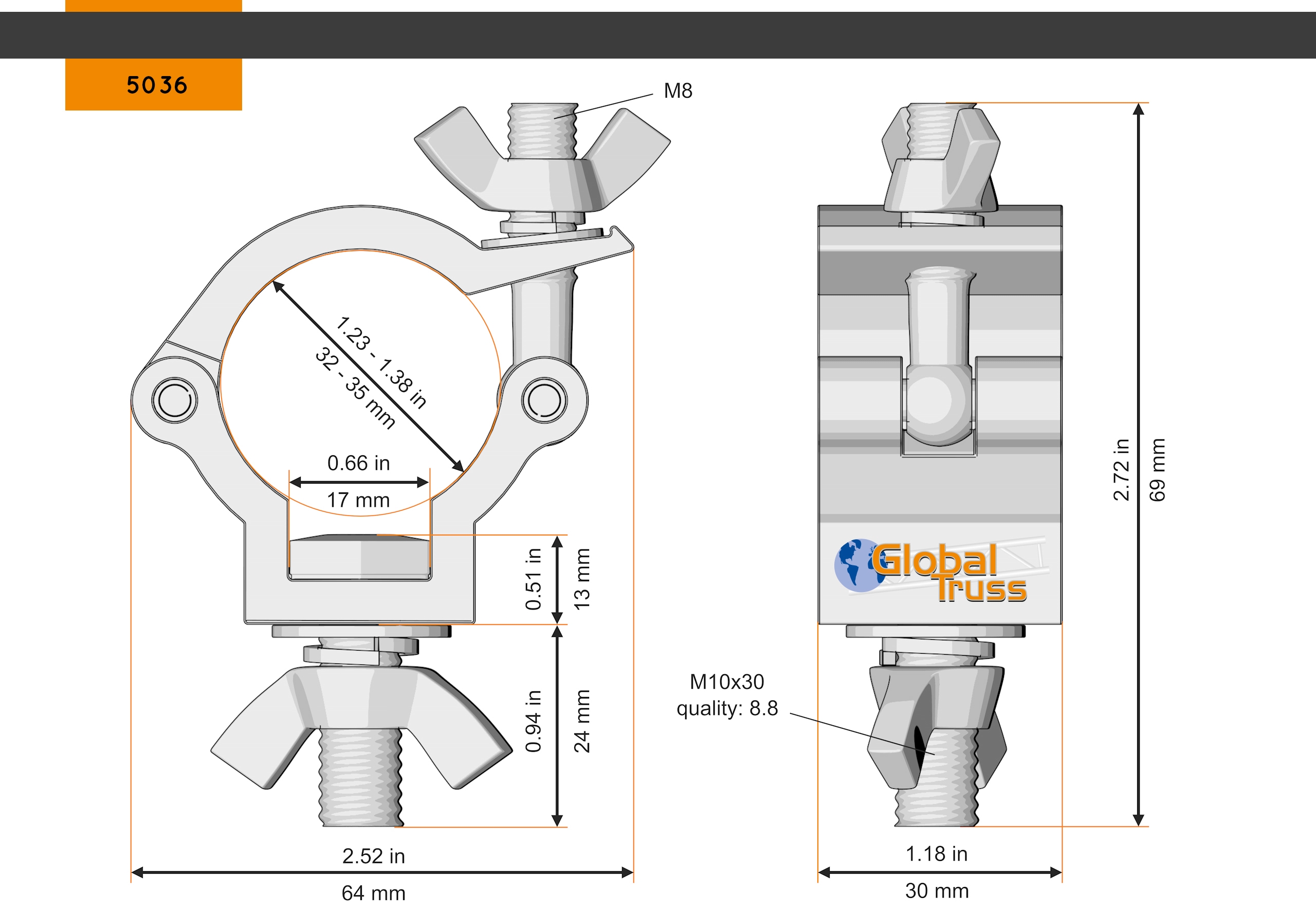 Global Truss Half Coupler Small 32-35/30 (5036) – Bild 2