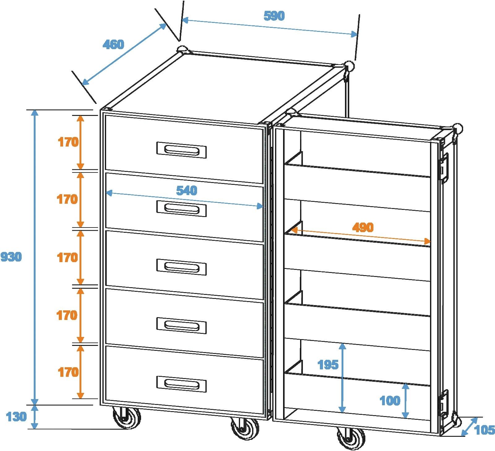 ROADINGER Universal-Schubladen-Case TSF-1 mit Rollen ROADINGER Universal-Schubladen-Case TSF-1 mit Rollen
