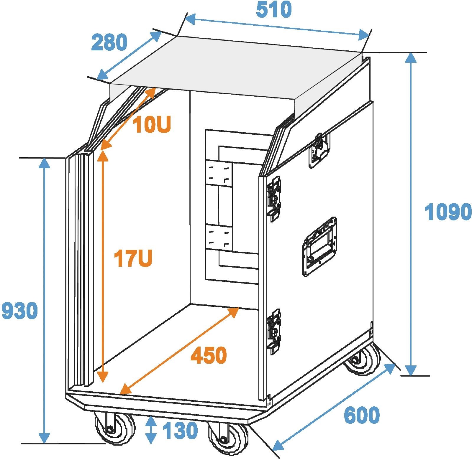 ROADINGER special combi-case LS5 laptop rack, 17U – Bild 2