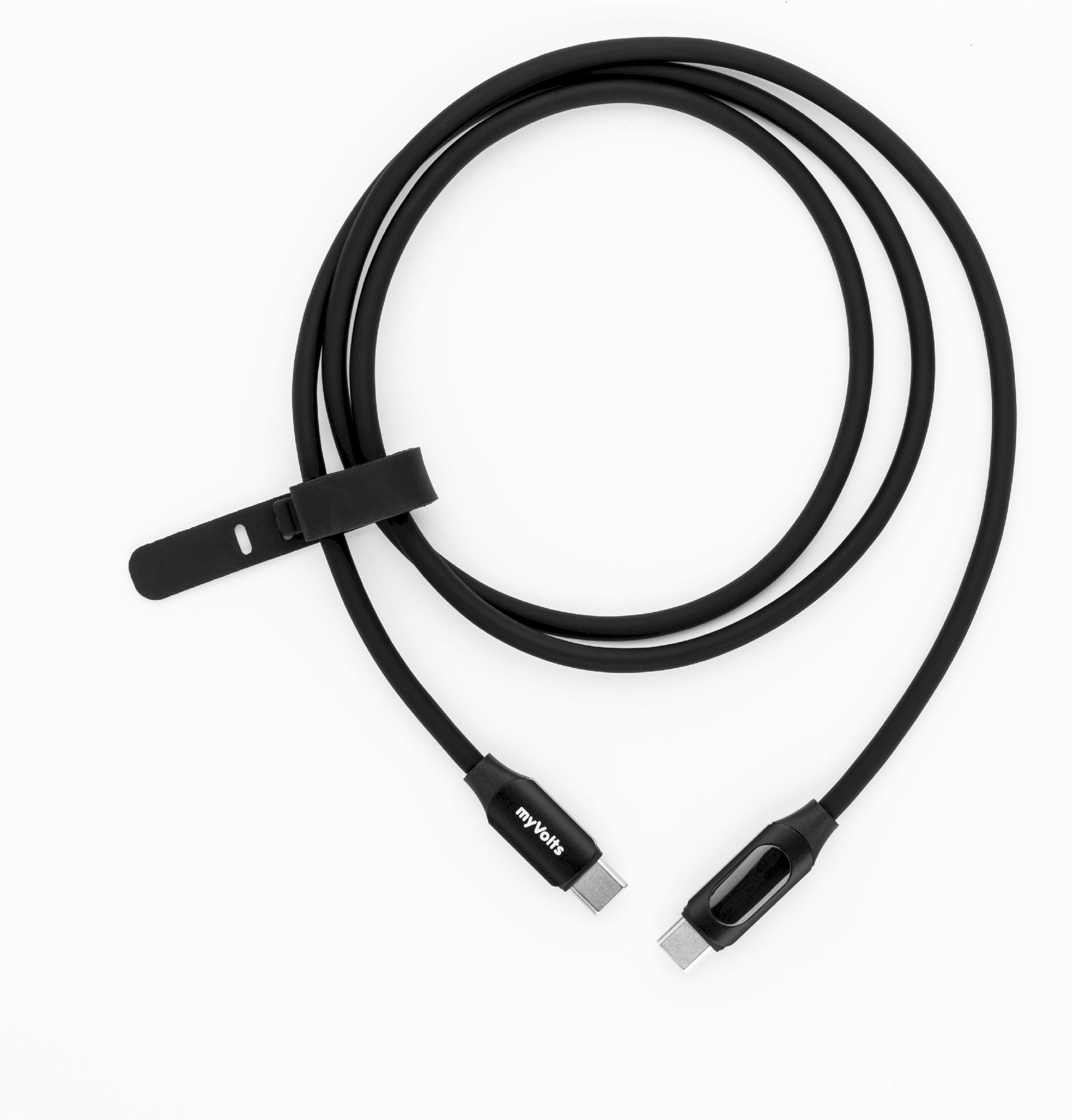myVolts Step Up USB-C to USB-C PD Kabel mit LCD Power Meter schwarz – Bild 1
