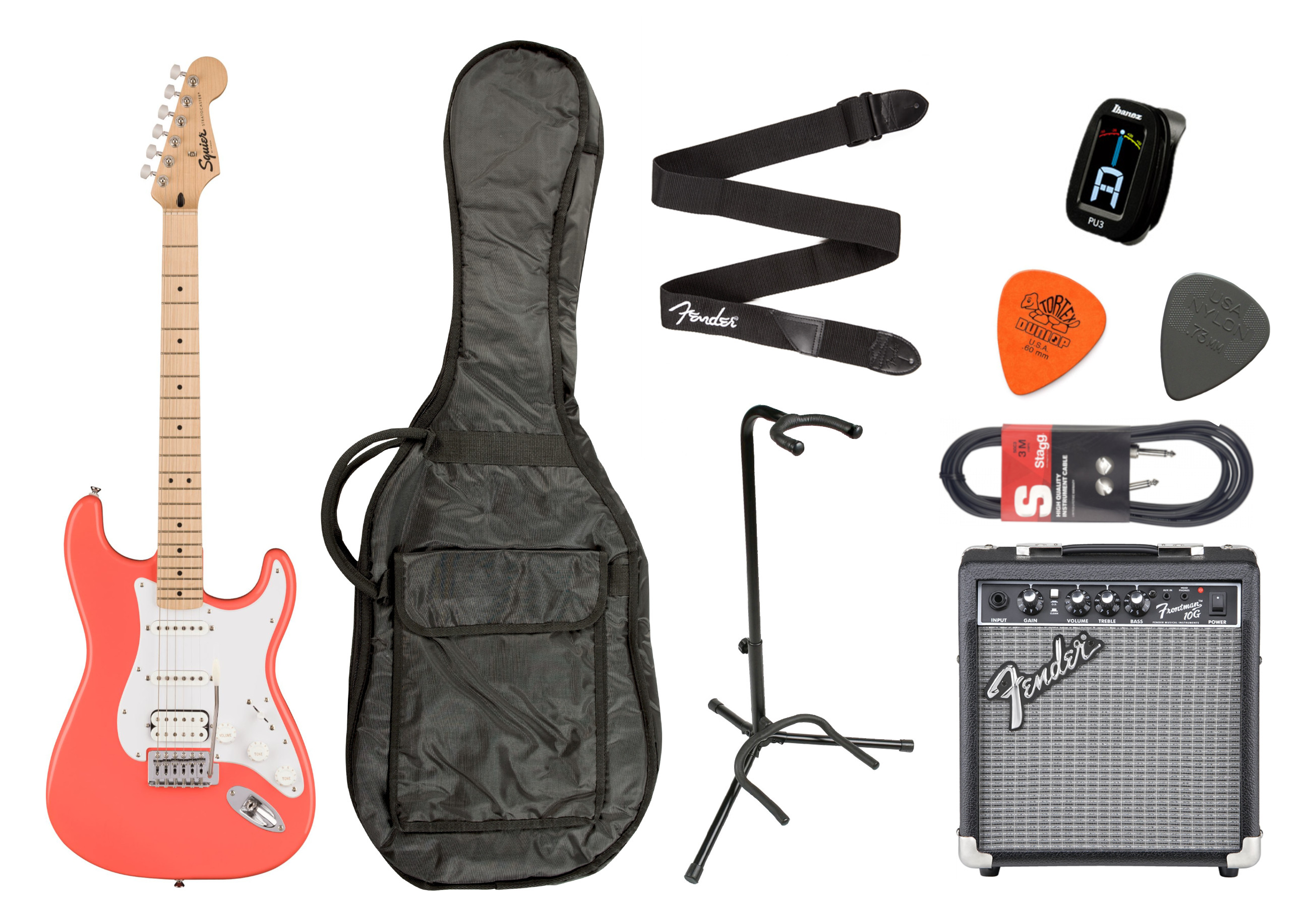 Fender Squier Starterset Sonic Strat HSS Tahitian Coral