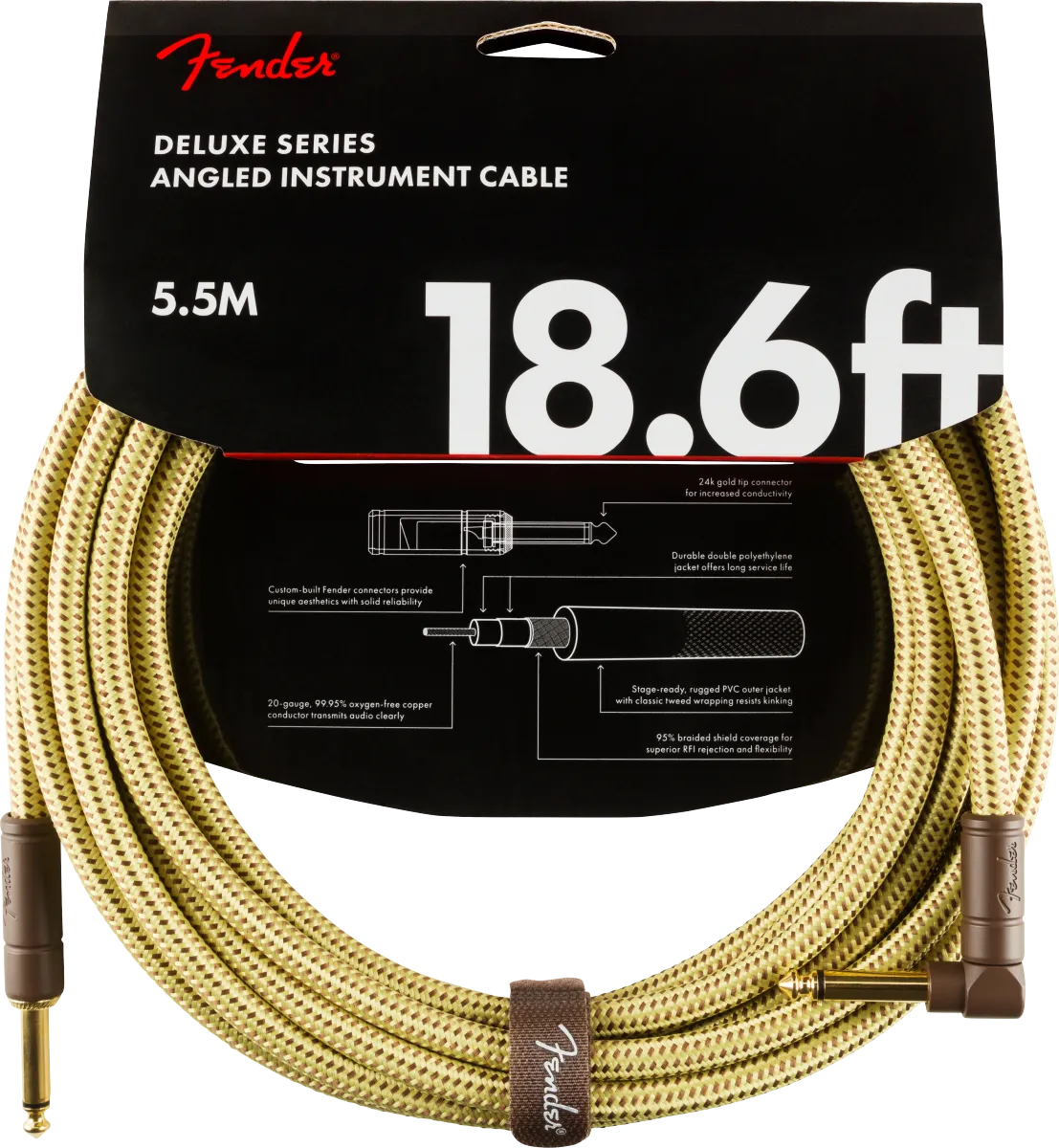 Fender Kabel Deluxe Series 5,5m gerade/winkel Tweed