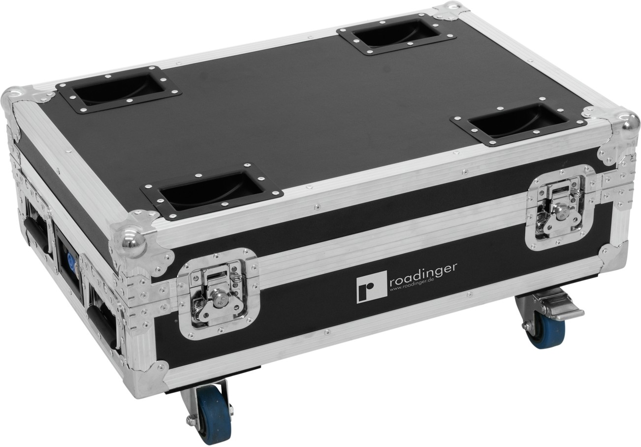 ROADINGER Flightcase 4x AKKU BAR-6 Glow QCL Flex QuickDMX mit Ladefunktion
