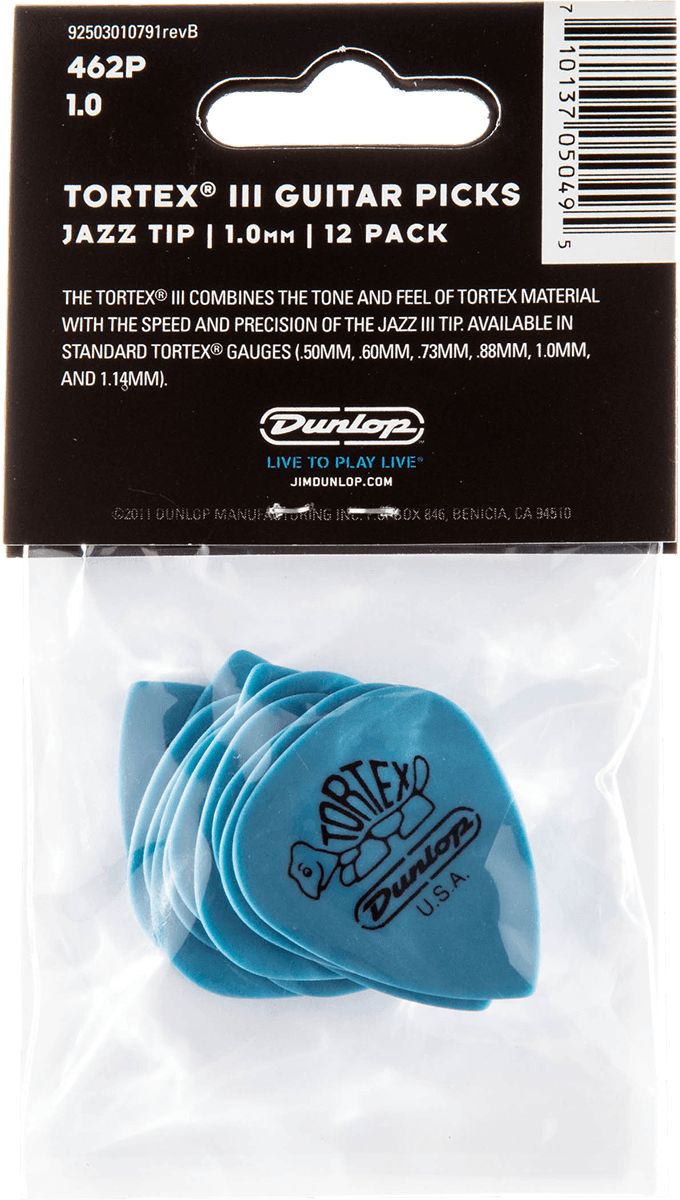 Dunlop Tortex TIII Plektren 1,00mm blau 462P100 12er Pack – Bild 2
