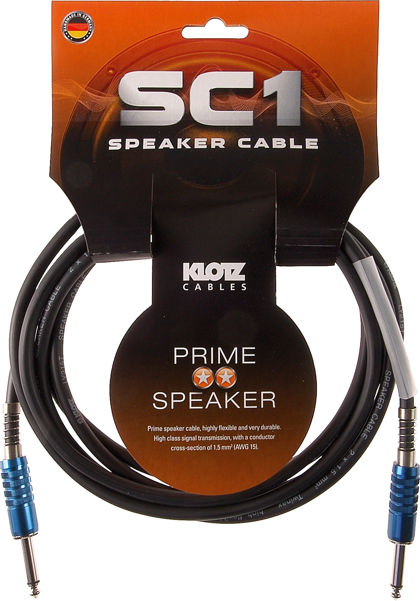 Klotz SC1 PP02SW 2m speaker cable jack-jack Klotz SC1 PP02SW 2m speaker cable jack-jack
