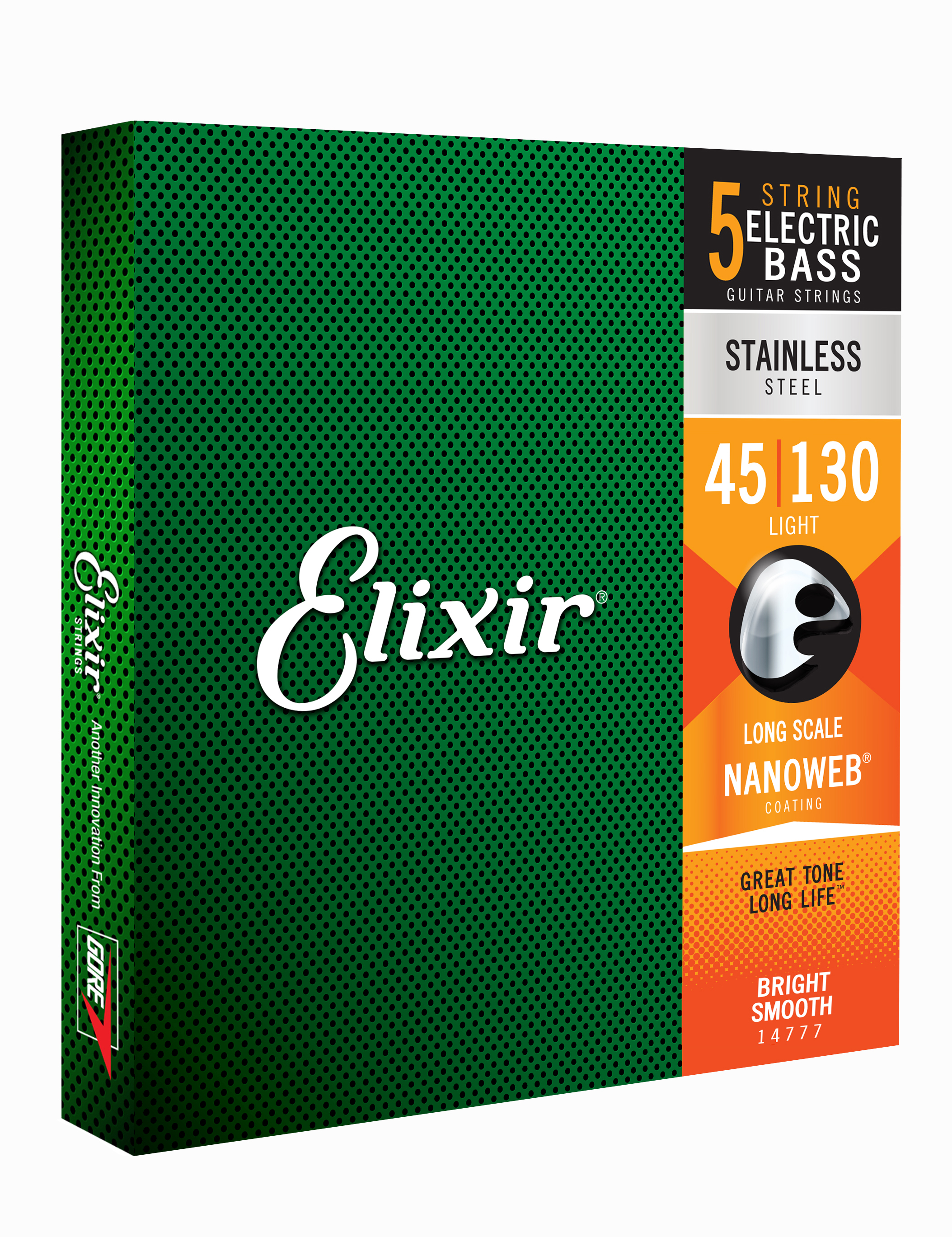 Elixir 14777 Stainless Steel Light 5-String 045-130 E-Bass Saiten