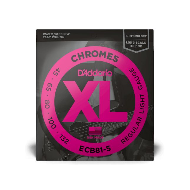 D Addario ECB81 Chromes Flat Wound 5-Saiter