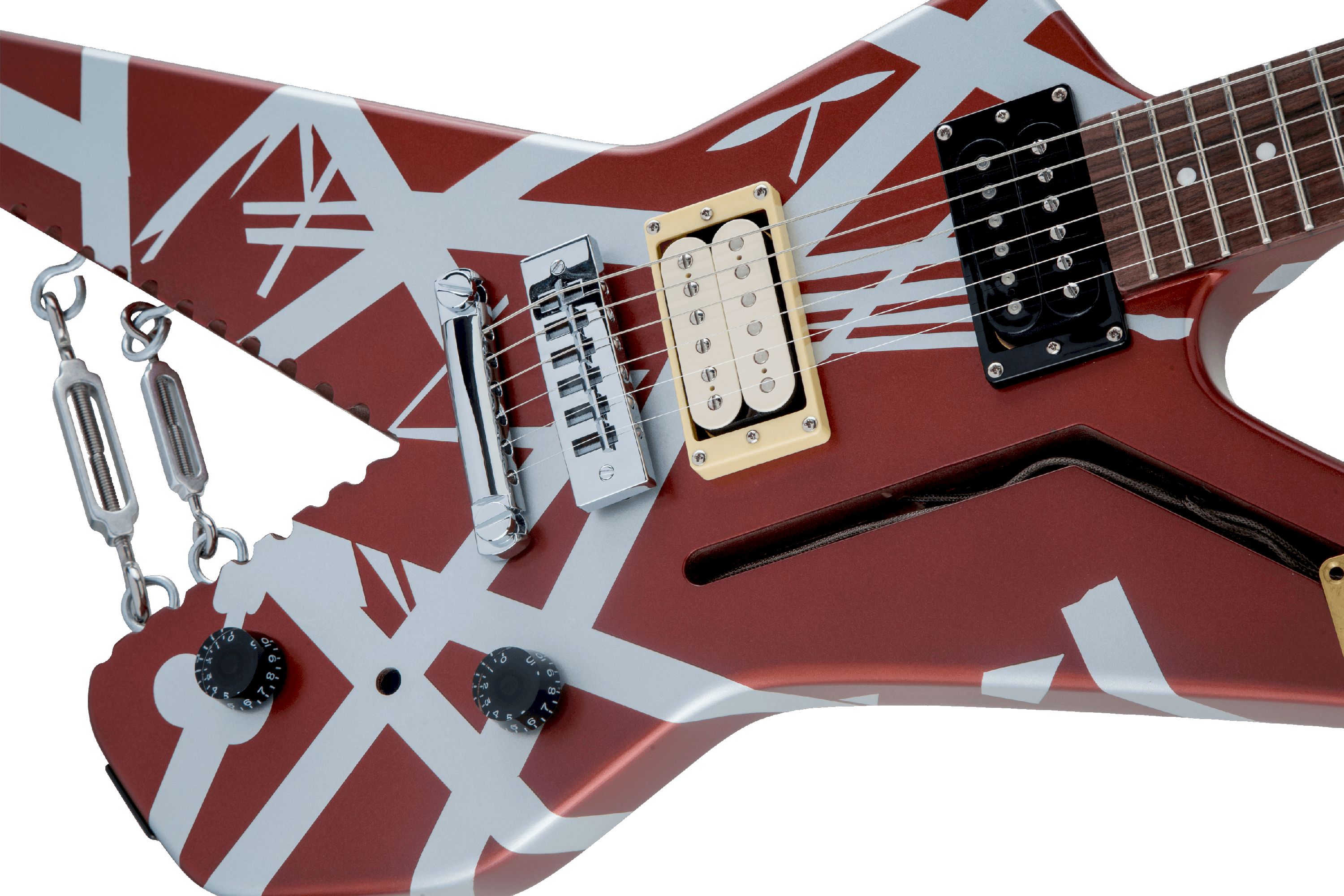 EVH Striped Series Shark Burgundy with Silver Stripes