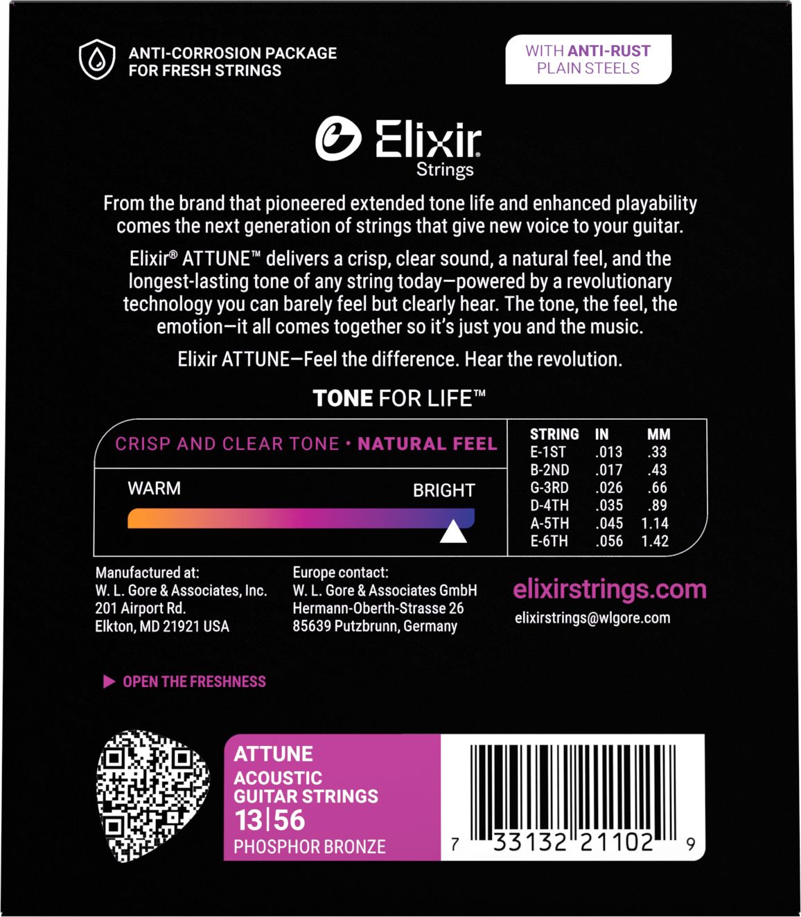 Elixir ATTUNE Phosphor Bronze 21102 Medium 013-056  – Bild 3