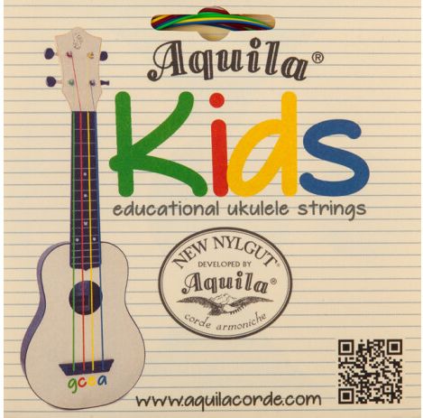 Aquila Multi-Colour Educational Ukulele String Set - GCEA Tuning (High-G) 160U - Kids Series