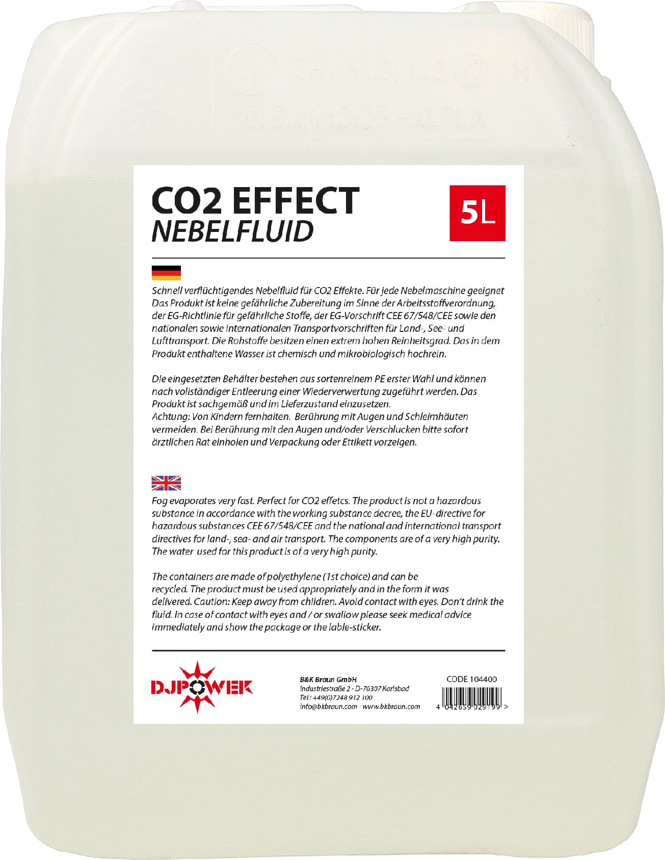 DJPower Nebelfluid CO2 5l Kanister