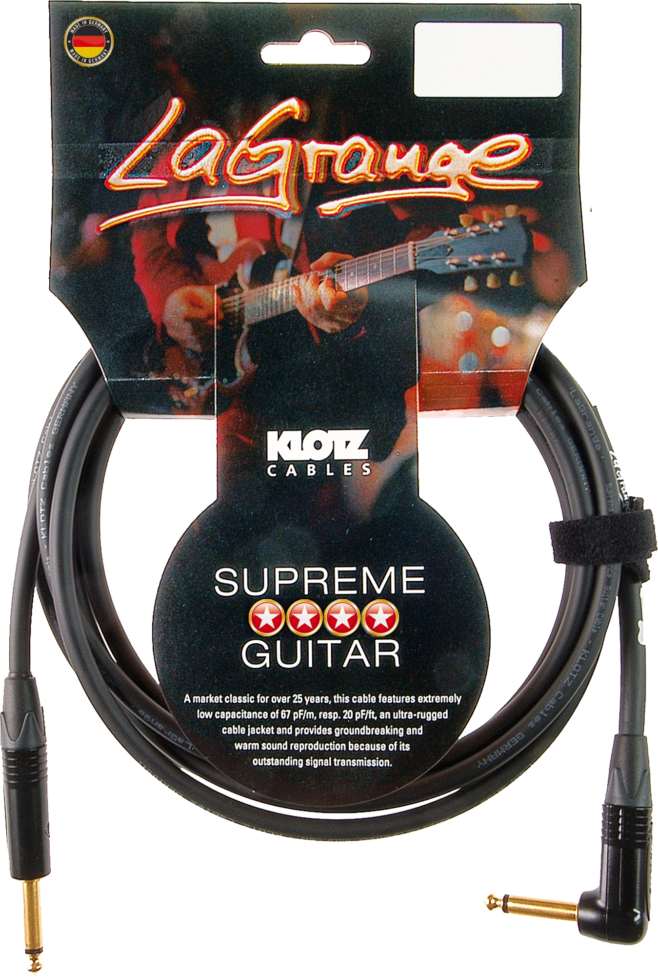Klotz La-Grange Instrumentenkabel 6m winkel schwarz