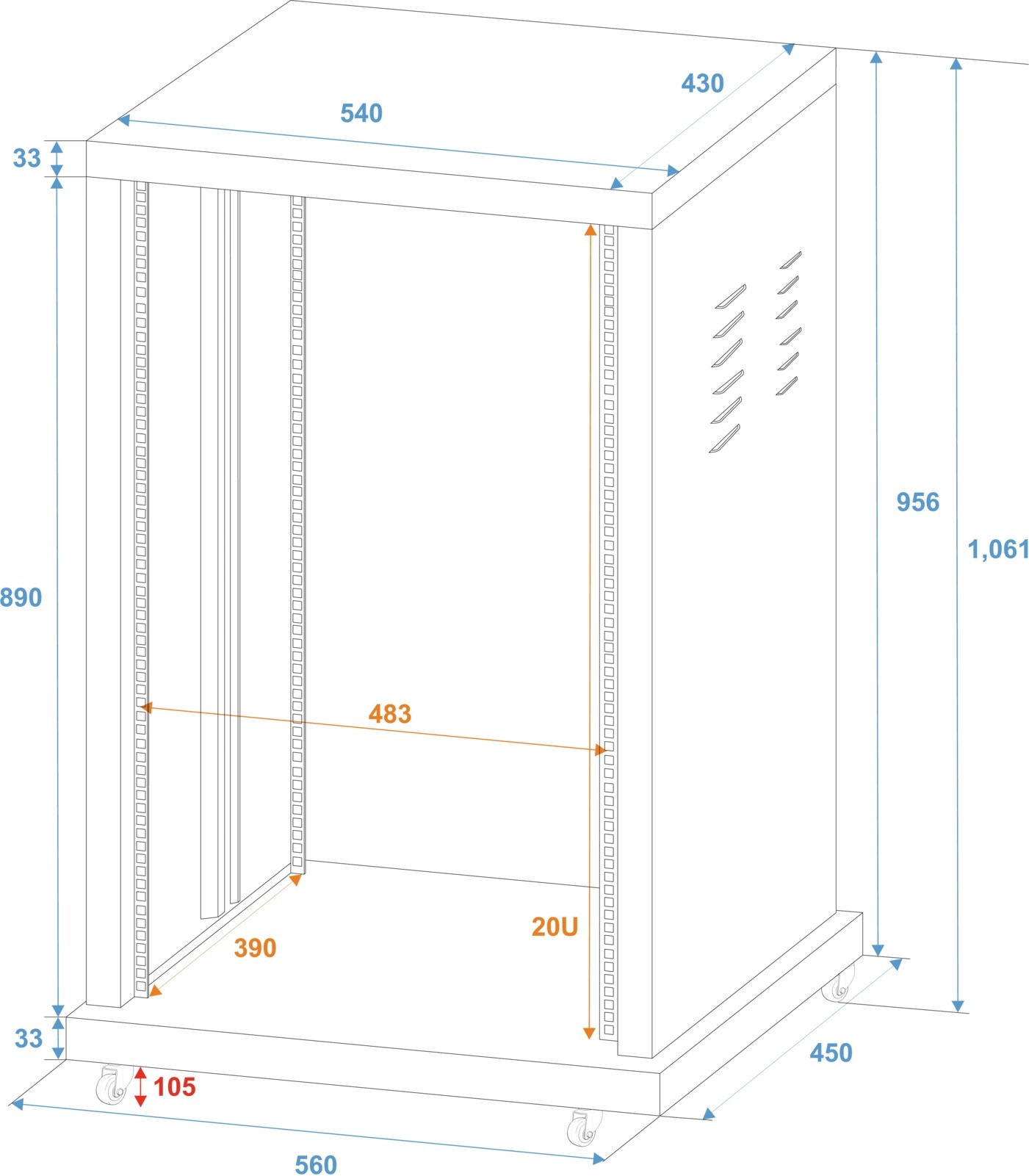 ROADINGER steel rack SR-19, 20U – Bild 3