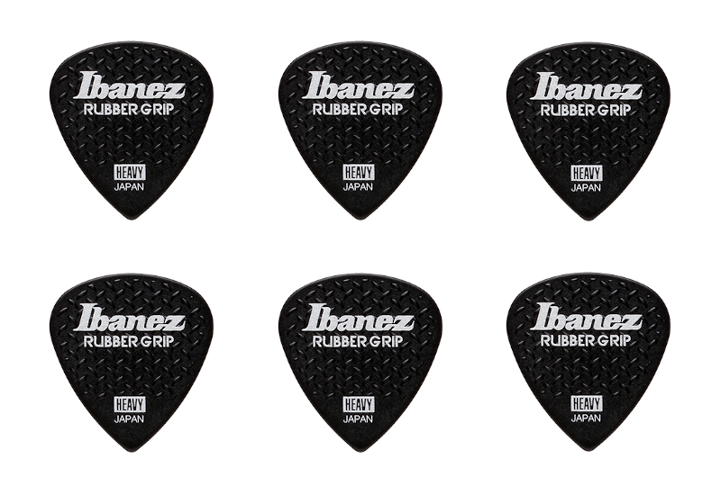 Ibanez Plektren Rubber Grip Black Heavy 6er Pack