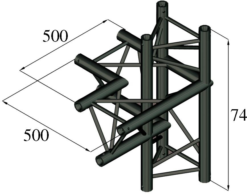 Alutruss TRILOCK S-PAC-44 4-Weg-Stück \/ links