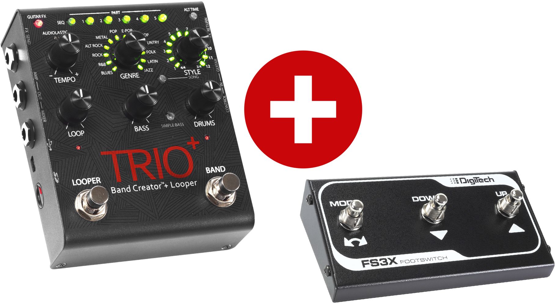 Digitech Trio+ & FSX3 footswitch bundle