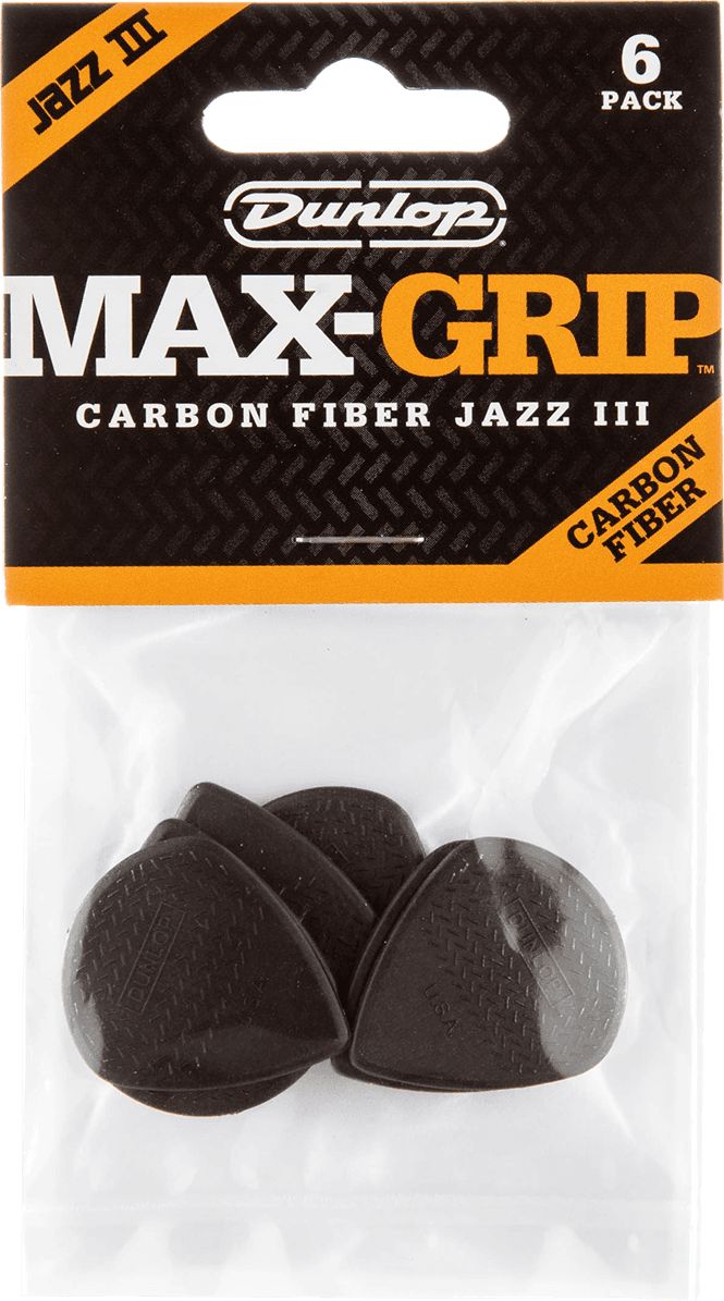 Dunlop Max-Grip Jazz III Carbon Picks 471P3C 6-pack