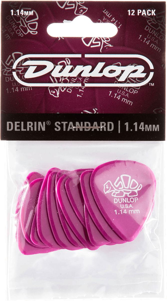 Dunlop Delrin 500 Picks 1.14mm 41P114 Pack of 12