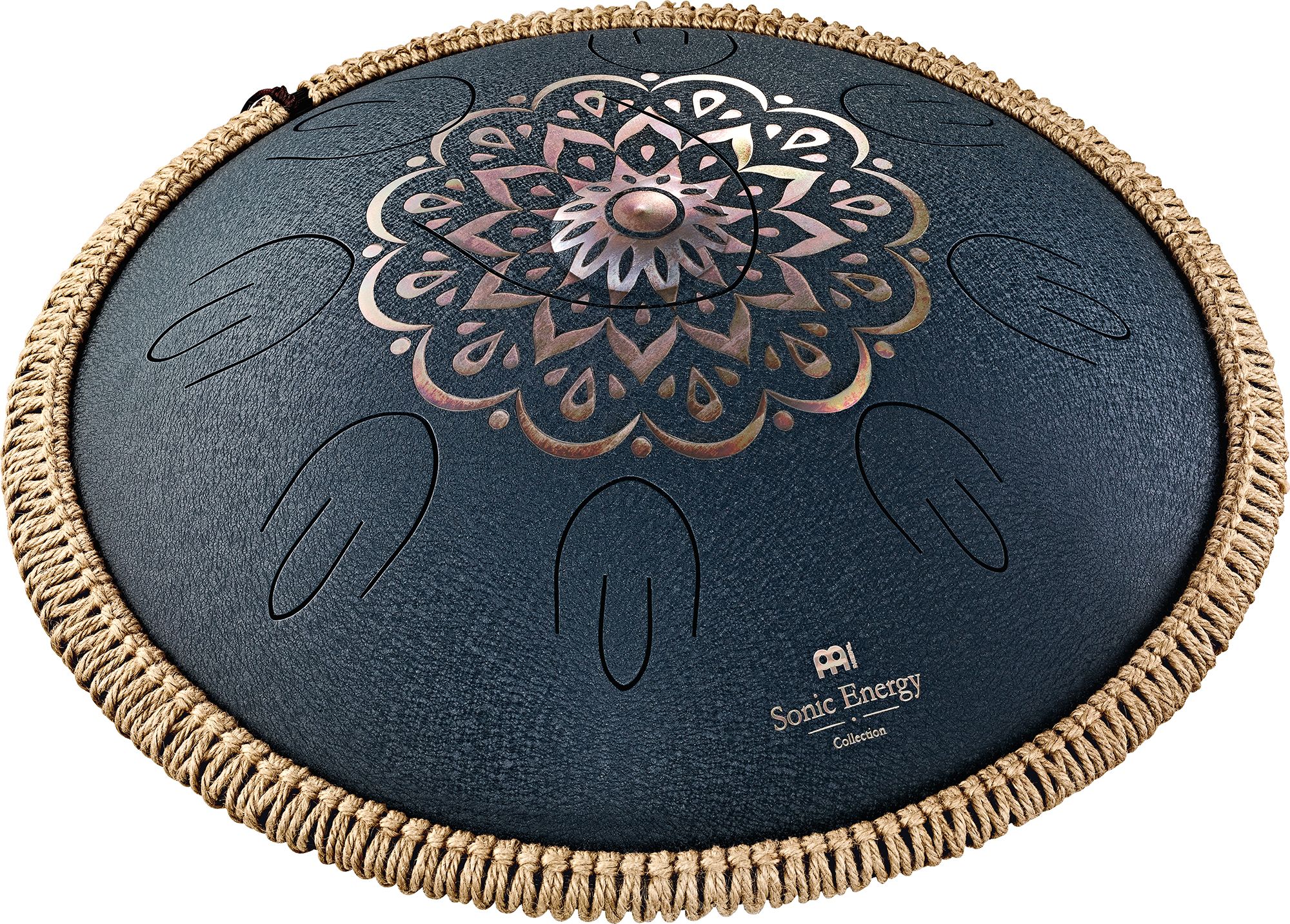 Meinl OSTD2NBE Sonic Energy Octave Steel Tongue Drum Navy Blue Flora Design D-Amara