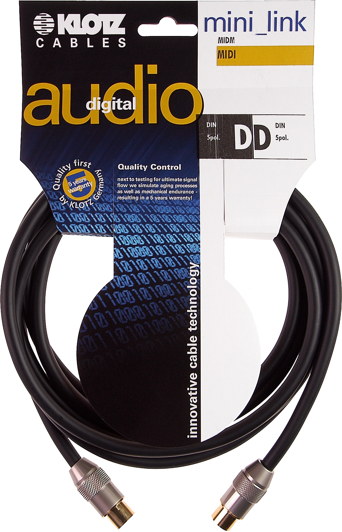 Klotz MIDM-010 midi cable 1.0m metal plug, black Klotz MIDM-010 midi cable 1.0m metal plug, black