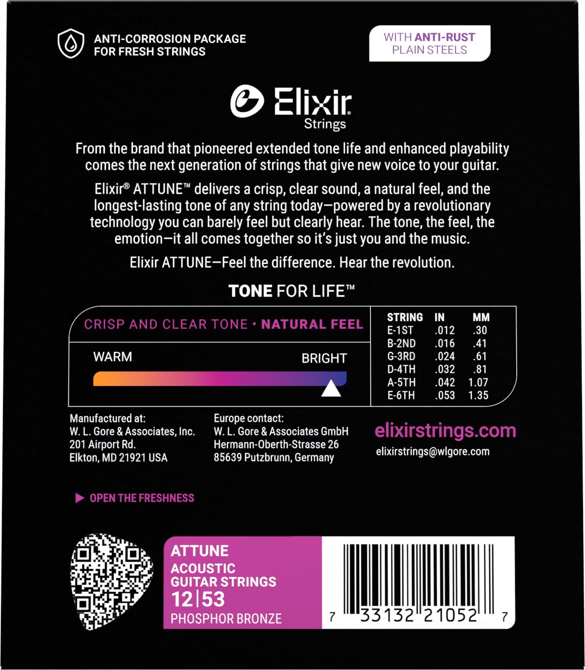 Elixir ATTUNE Phosphor Bronze 21052 Light 012-053  – Bild 3