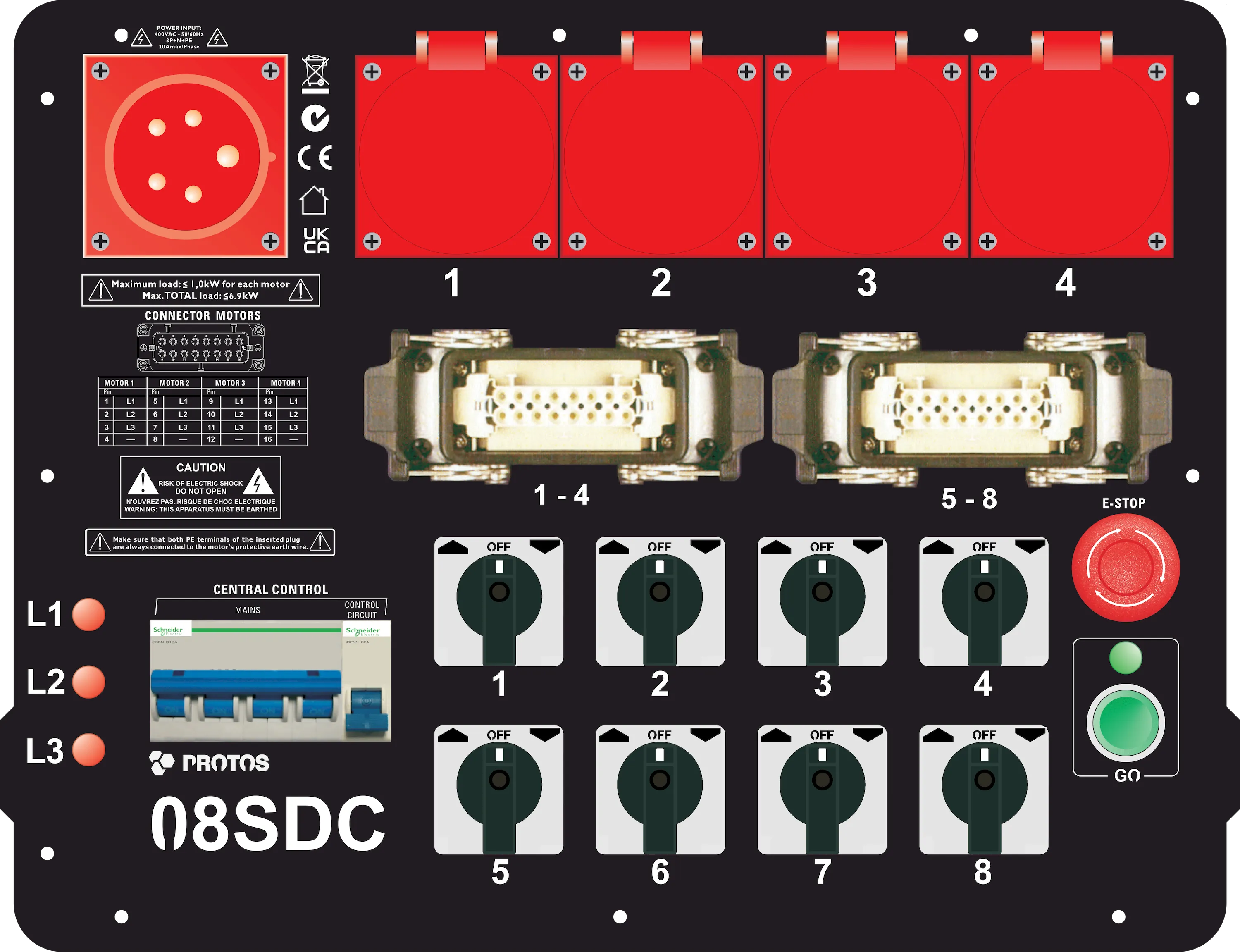 Protos PVC-08DC controller in a plastic case, 8-channel