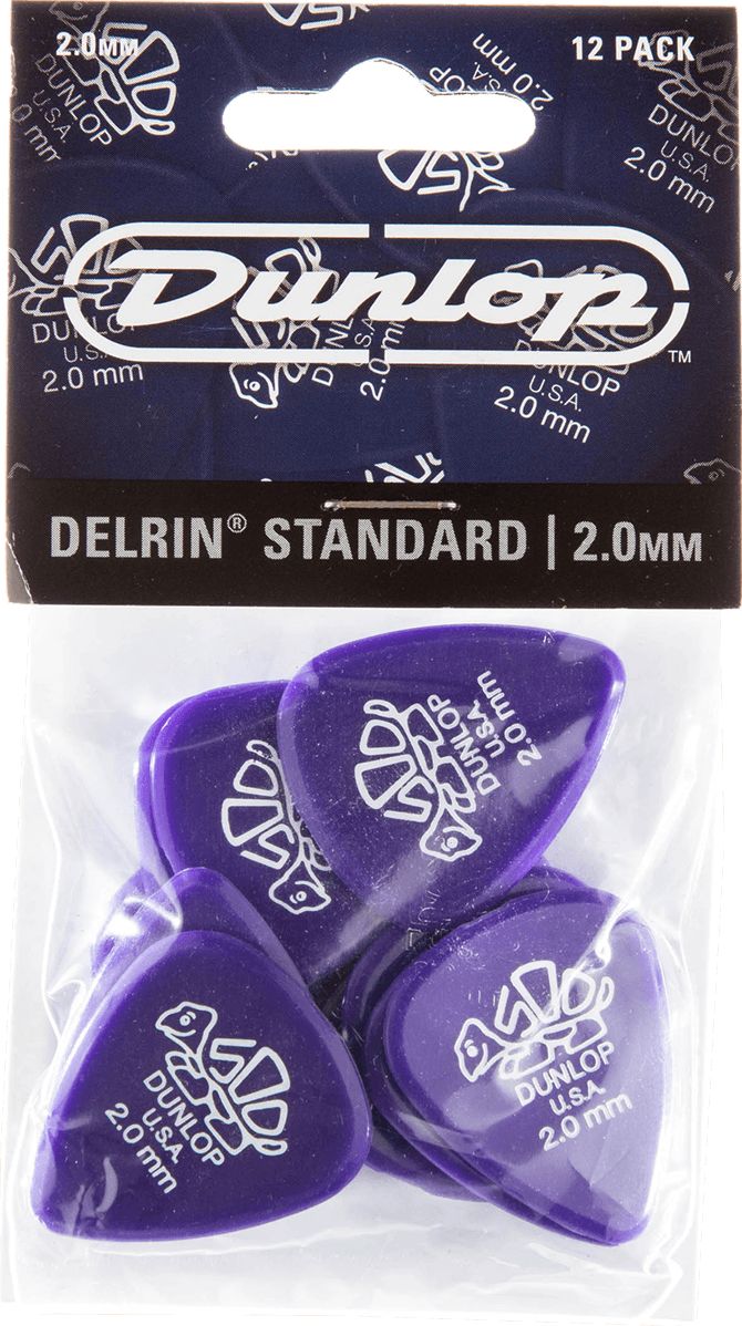 Dunlop Delrin 500 Picks 2.00mm 41P200 Pack of 12