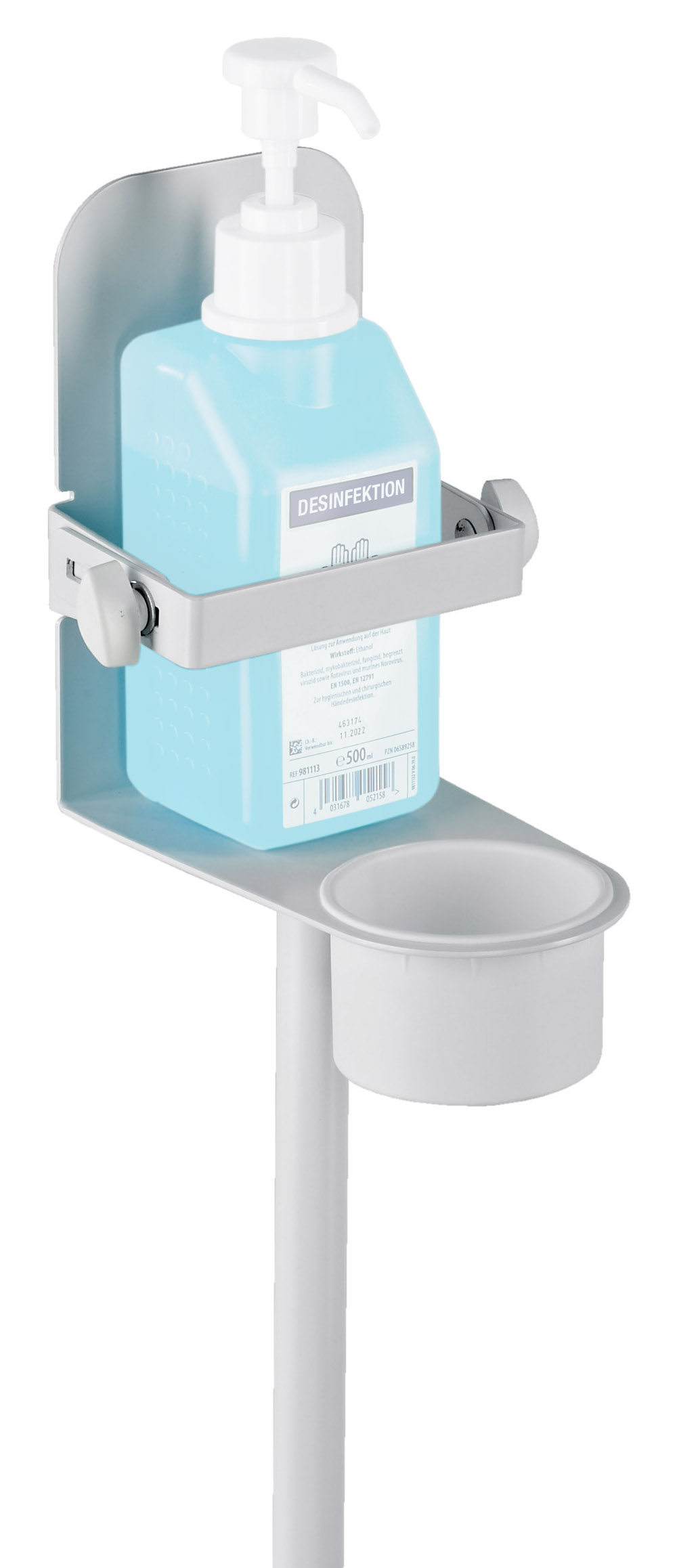 K&M 80310 Desinfektionsmittelständer mit Klemmbügel reinweiß – Bild 3