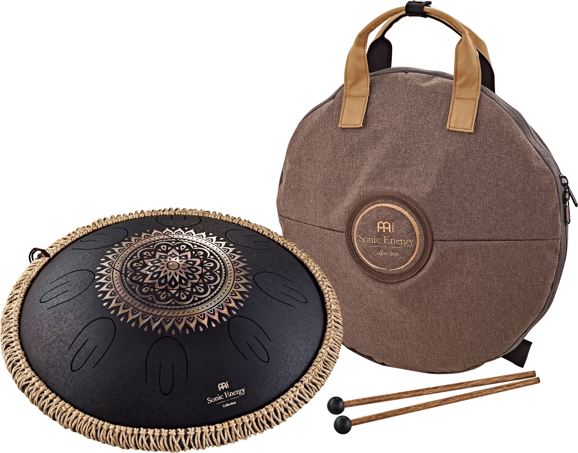 Meinl OSTD1BKE Sonic Energy Octave Steel Tongue Drum Black Floral Design D-Kurd