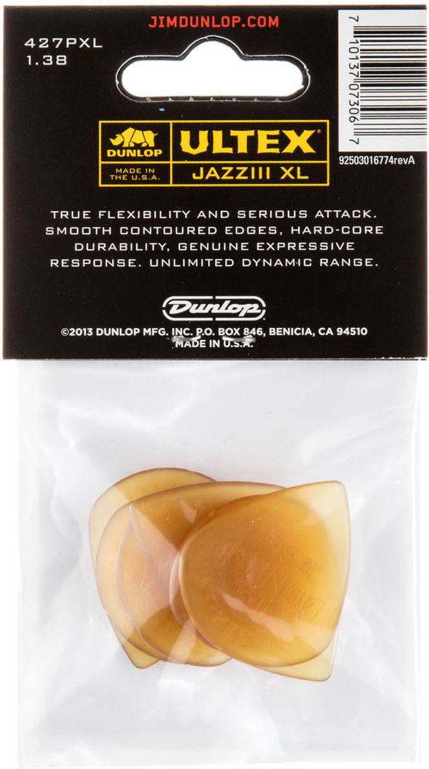 Dunlop Ultex Jazz III XL Plektren gelb 427PXL 6er Pack – Bild 2