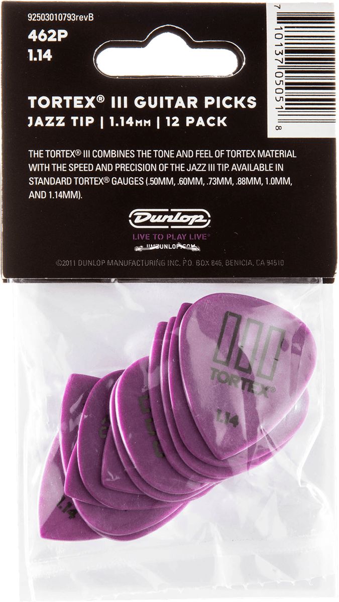 Dunlop Tortex TIII Plektren 1,14mm lila 462P114 12er Pack – Bild 2