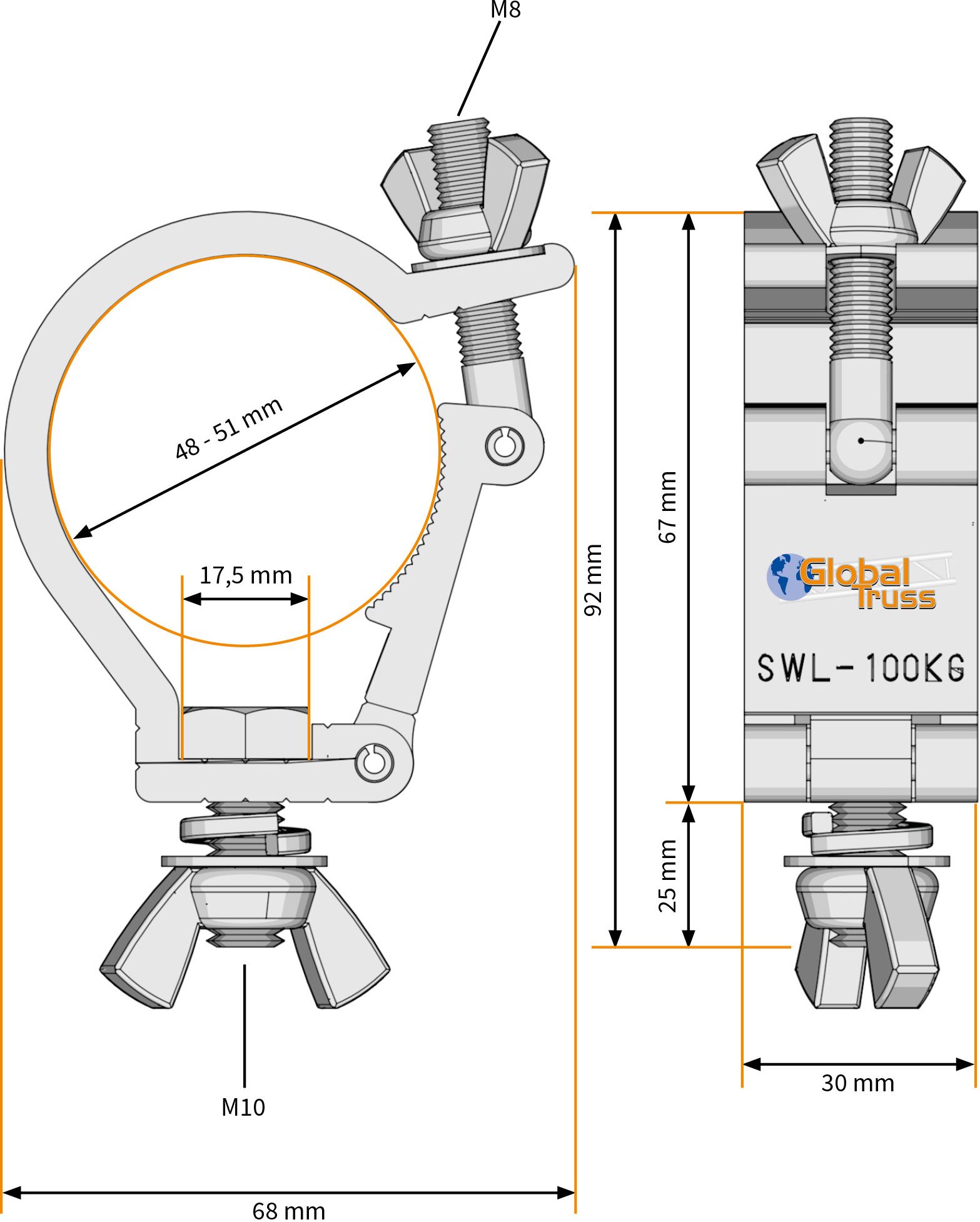 Global Truss Selflock Hook Mini Outdoor 48-51/30/100kg – Bild 2