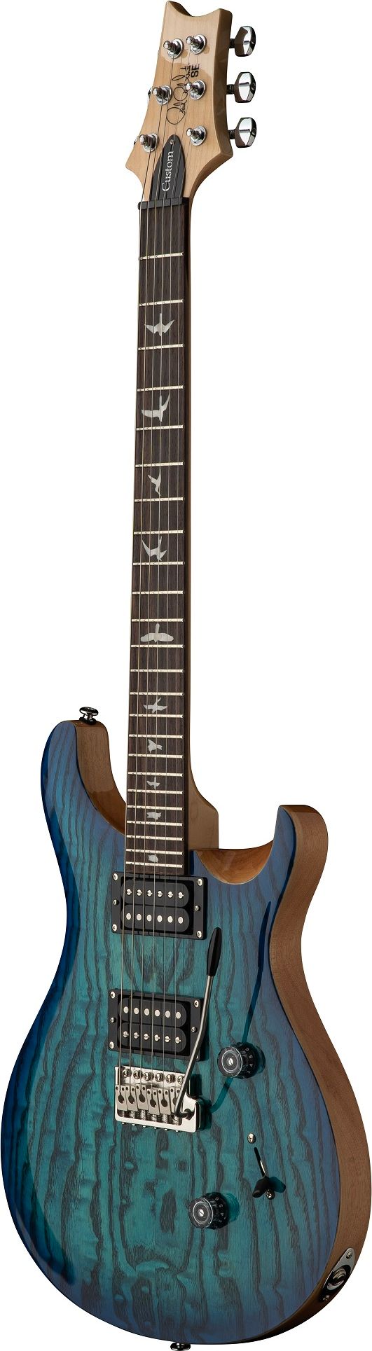 PRS SE Exotic Custom 24 Swamp Ash Burl Lake Blue/Natural Back
