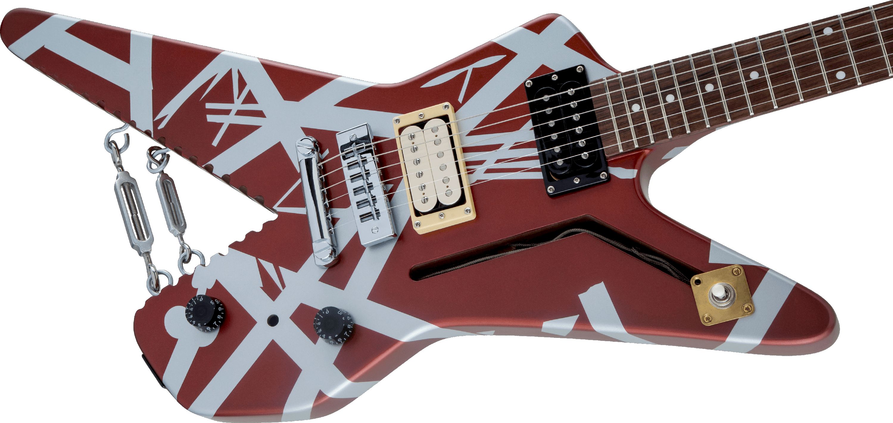 EVH Striped Series Shark Burgundy with Silver Stripes