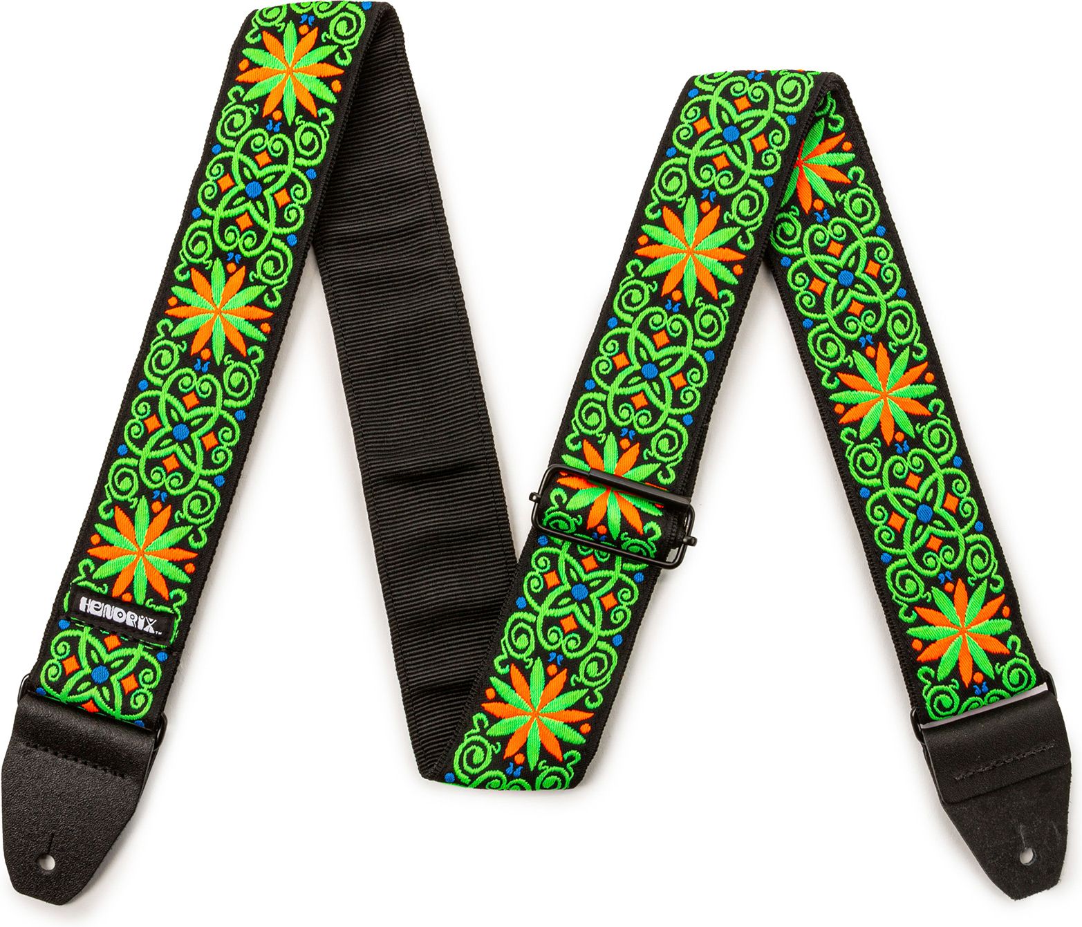 Dunlop Jimi Hendrix Blacklight Strap Fillmore Green JH26