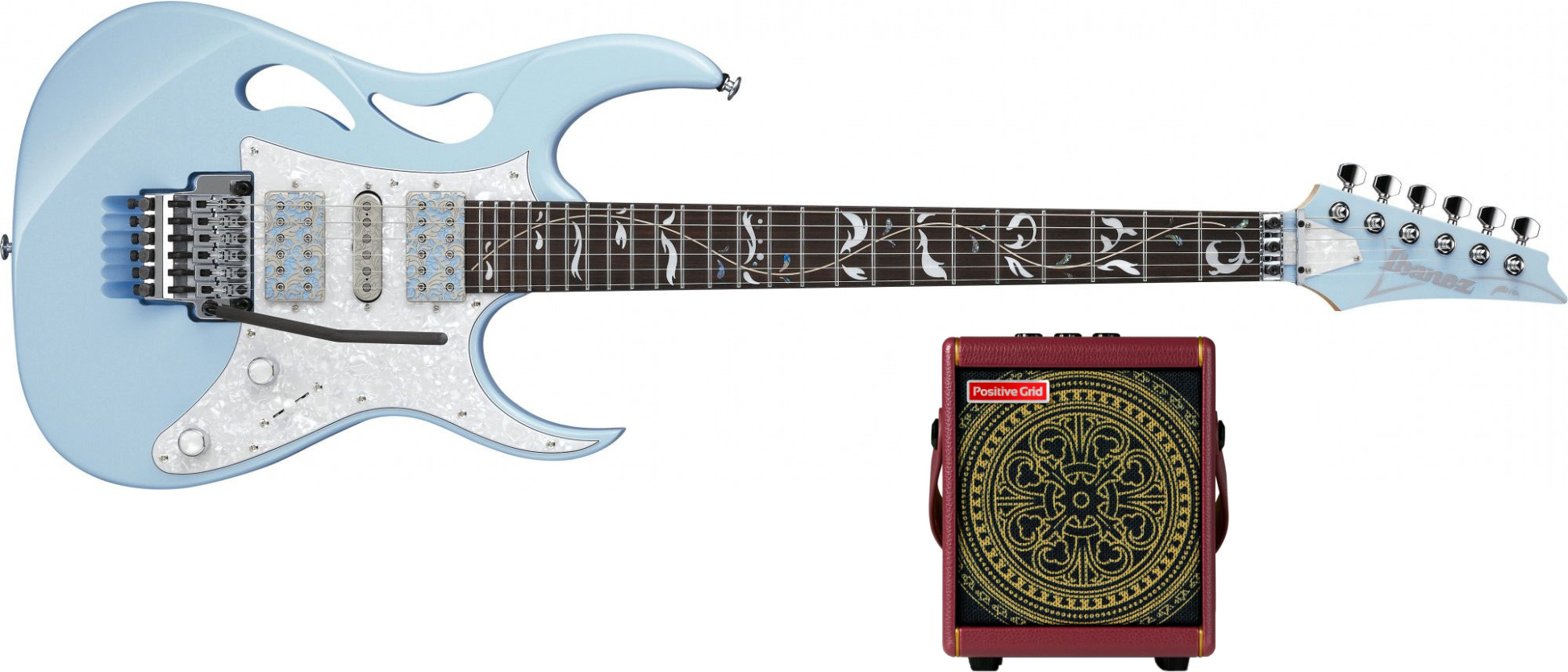Ibanez PIA3761C Steve Vai Signature Blue Powder + Positive Grid Spark MINI Vai Bundle