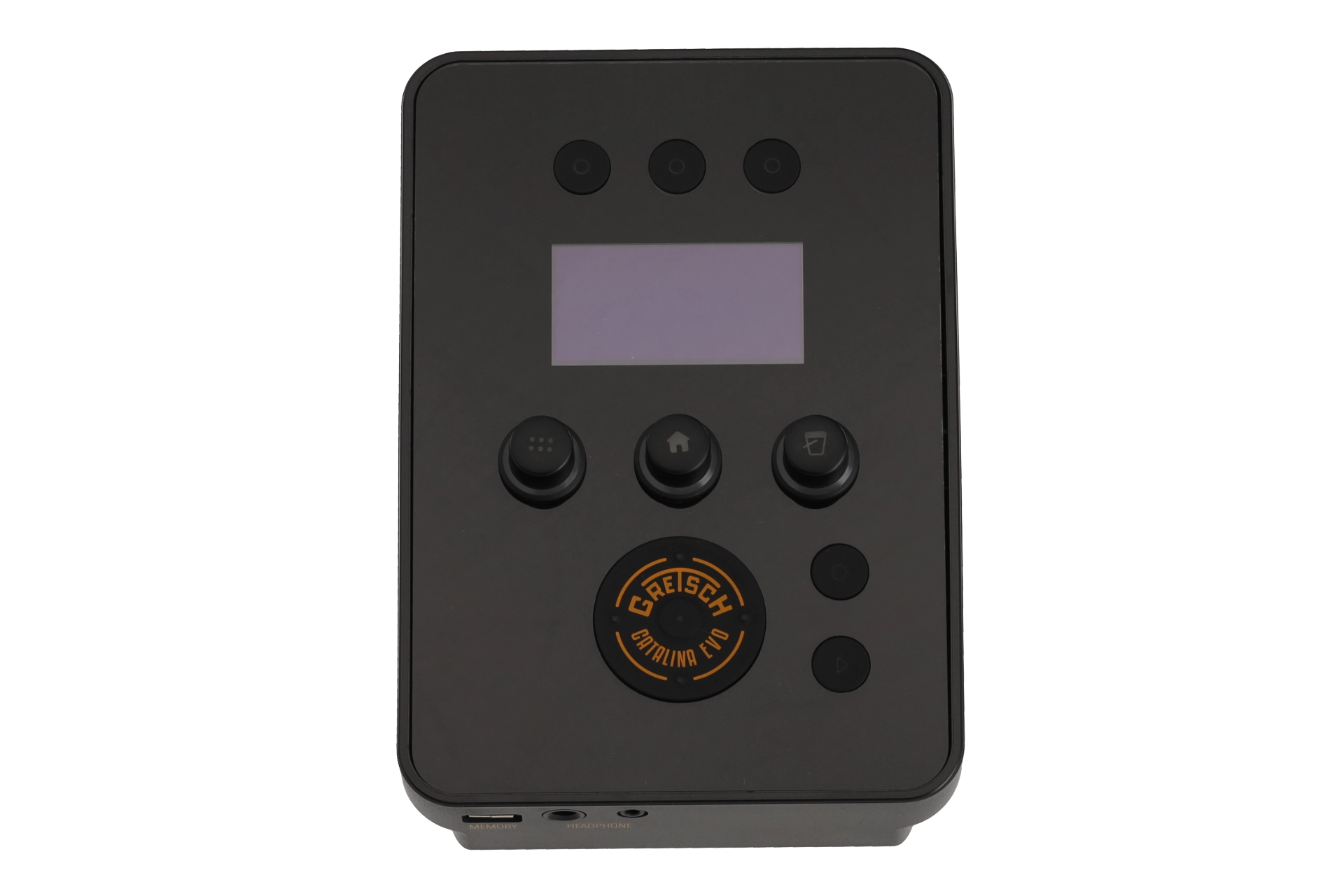 Vorderseite des Moduls mit Funktionstasten F1-3, Display, drei Rotary Encodern, Navigationstasten, Aufnahme- und Player Tasten. An der Unterkante eine USB Typ-A Buchse und zwei Kopfhöreranschlüsse.