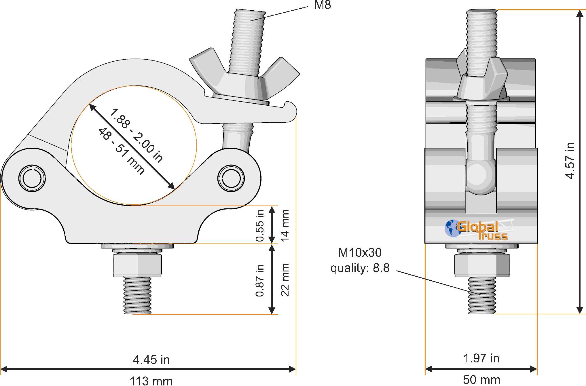 Global Truss Half Coupler 48-51/50 (823-B)