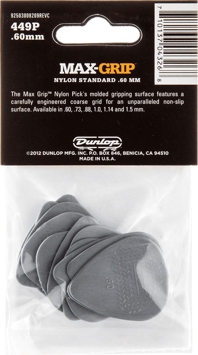 Dunlop Max-Grip Picks 0.60 mm Light Grey 449P060 Pack of 12 – Bild 2