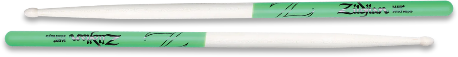 Zildjian ZIZ5AMDG Maple Drum Sticks 5a Dip Grün