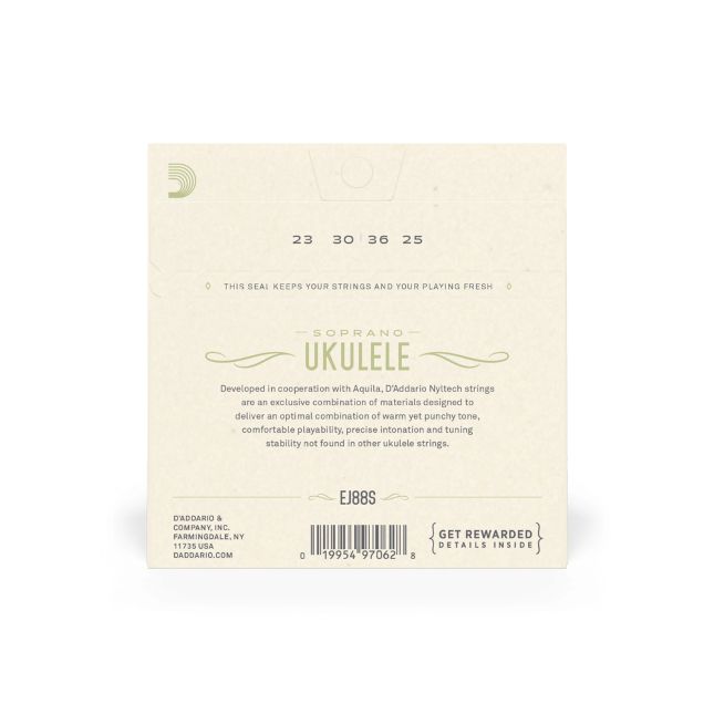 D Addario EJ 88S Nyltech Soprano Ukulele