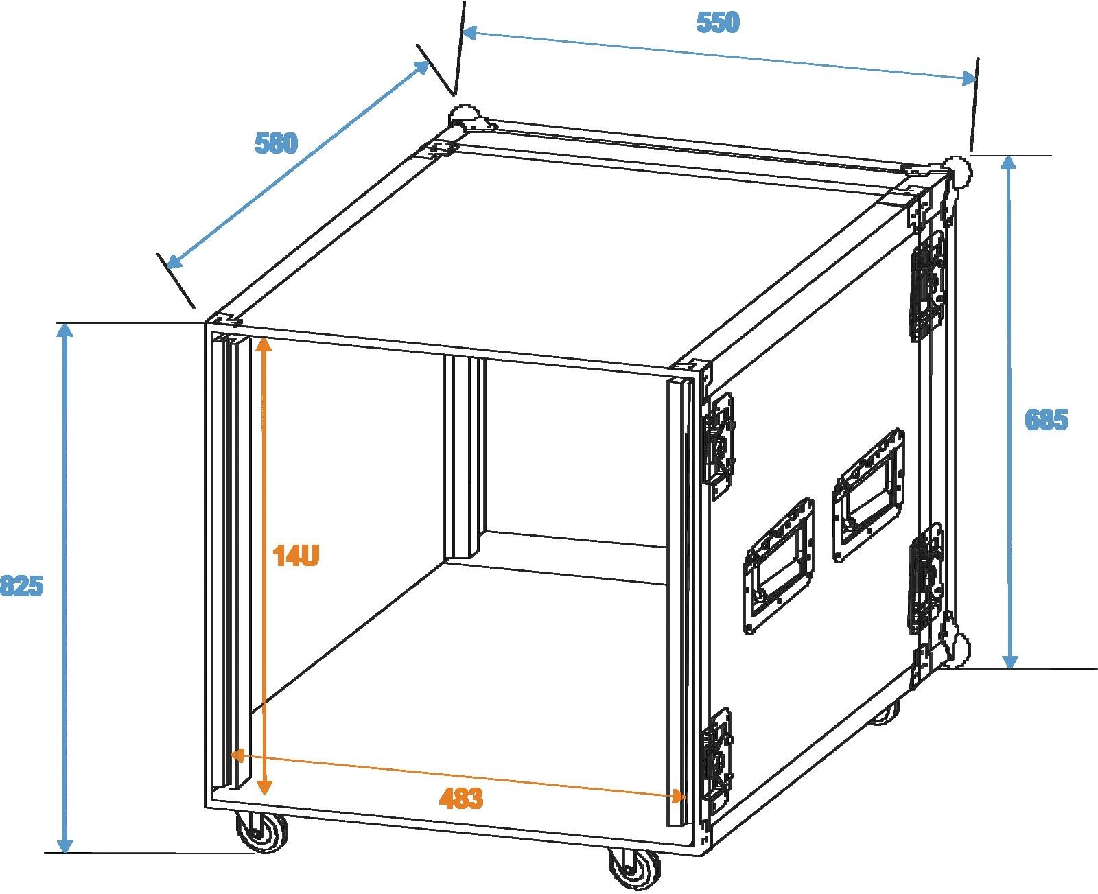 ROADINGER Verstärkerrack PR-2, 14HE, 47cm mit Rollen – Bild 2