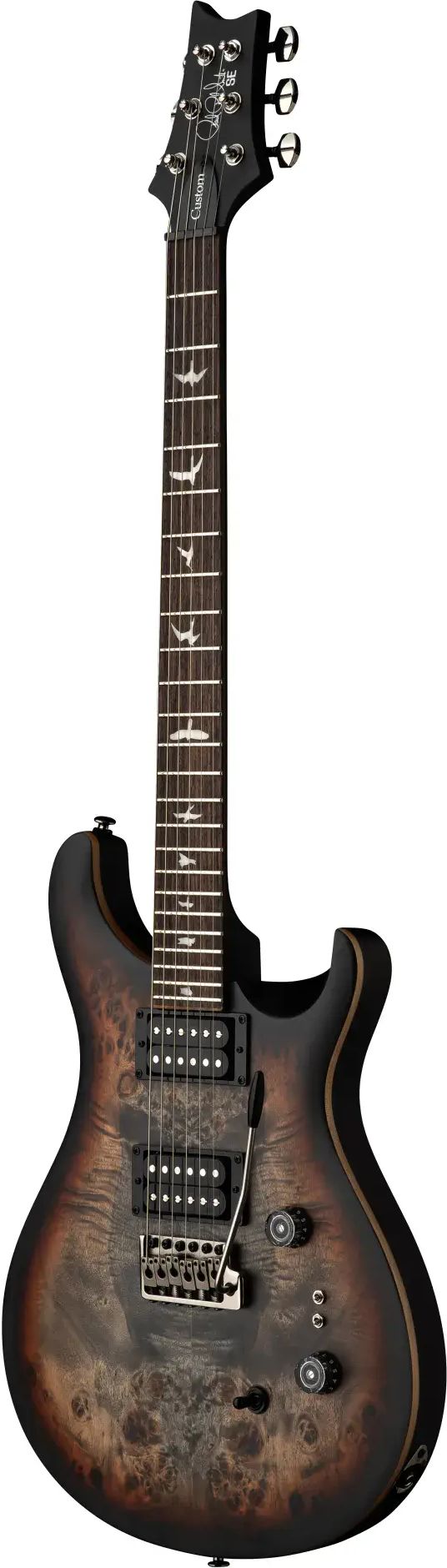 PRS SE Exotic Custom 24-08 Poplar Burl Charcoal Cherry Midnight Burst