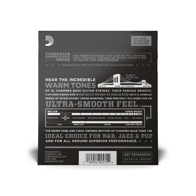 D Addario ECB81 Chromes Flat Wound 5-Saiter – Bild 2