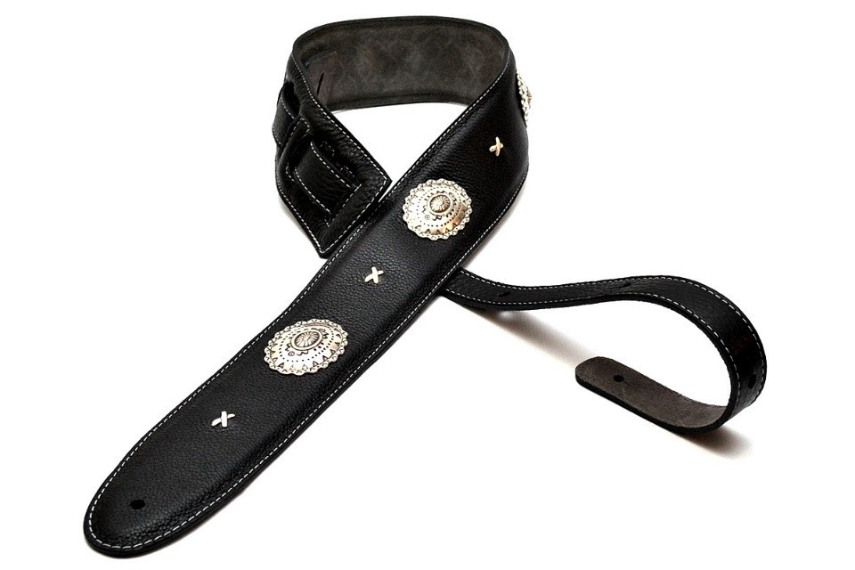 Bourbon Strap Guitar Conchos Black