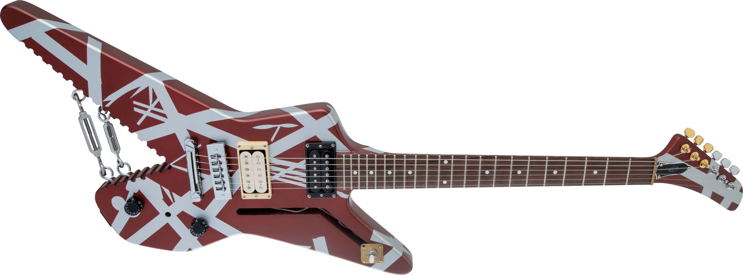 EVH Striped Series Shark Burgundy with Silver Stripes