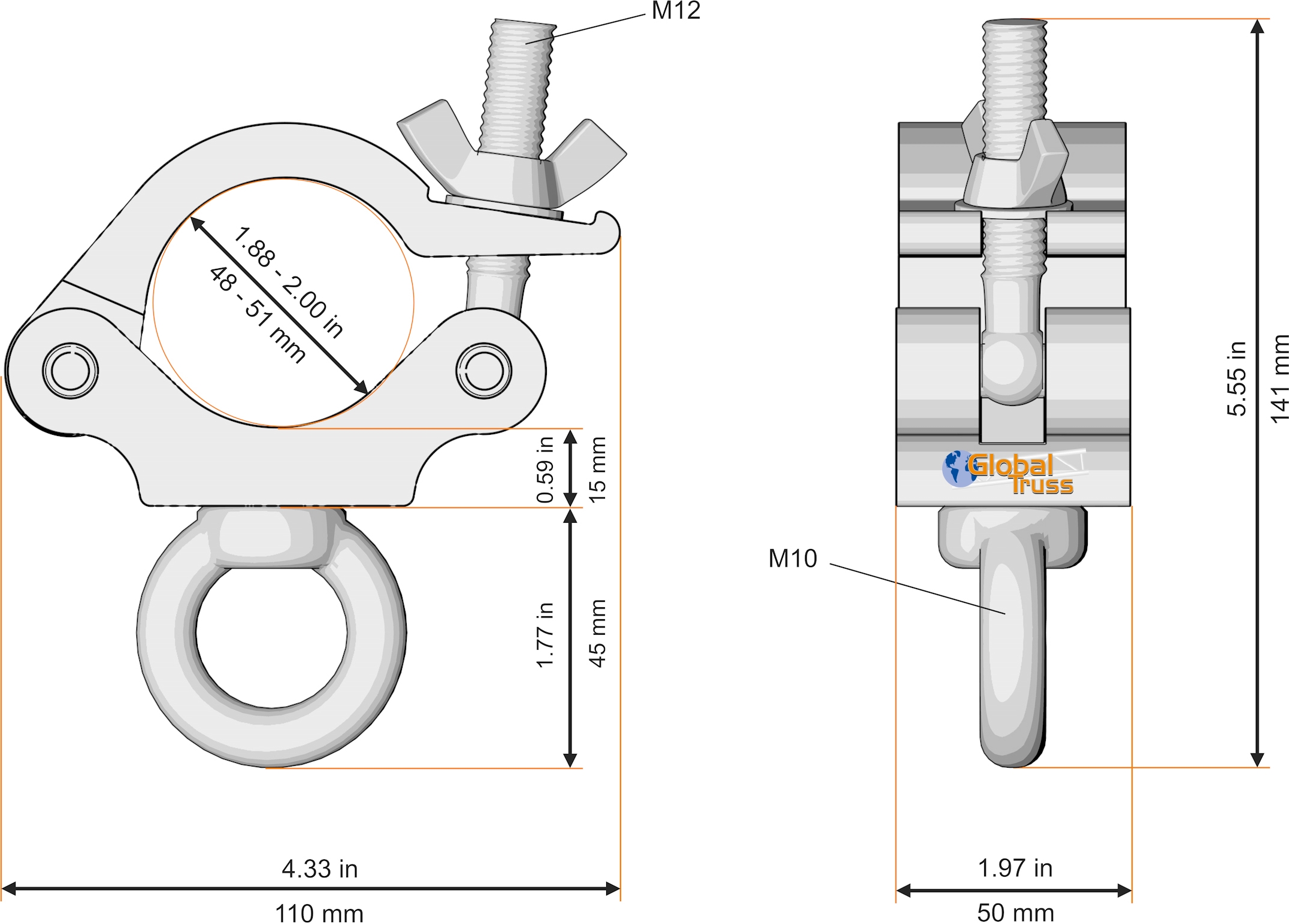 Global Truss Half Coupler Eye 48-51/50 (5033) – Bild 2