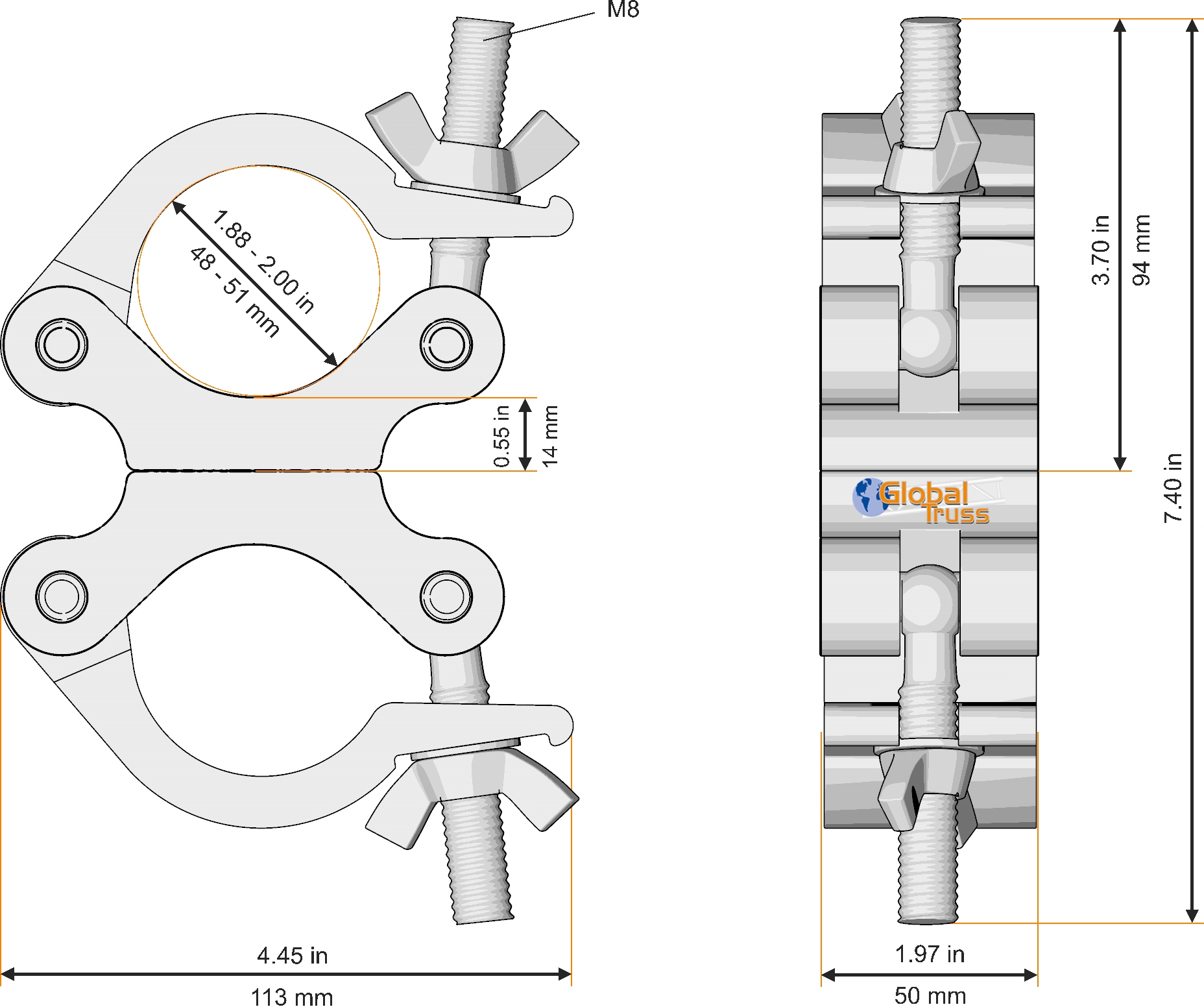 Global Truss Swivel Coupler 48-51/50 (8231-B) – Bild 2
