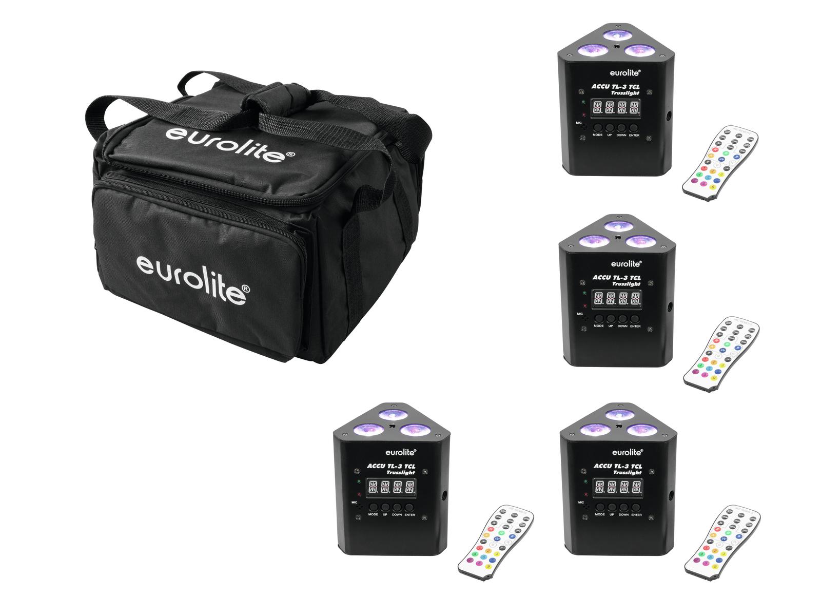 EUROLITE Set 4x AKKU TL-3 TCL QuickDMX + Soft-Bag EUROLITE Set 4x AKKU TL-3 TCL QuickDMX + Soft-Bag